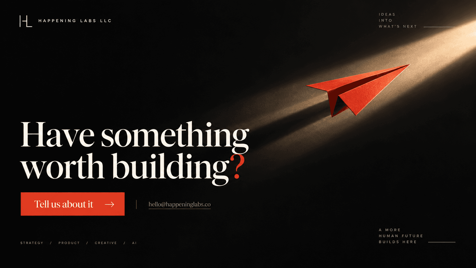 A vermilion paper plane moving through a warm beam of light